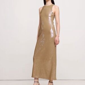 NWT Banana Republic Stretch Sequin Maxi Dress Champagne Color